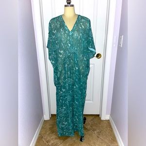 SAMA SITARA PRFD23 Green Print Caftan/Dress
